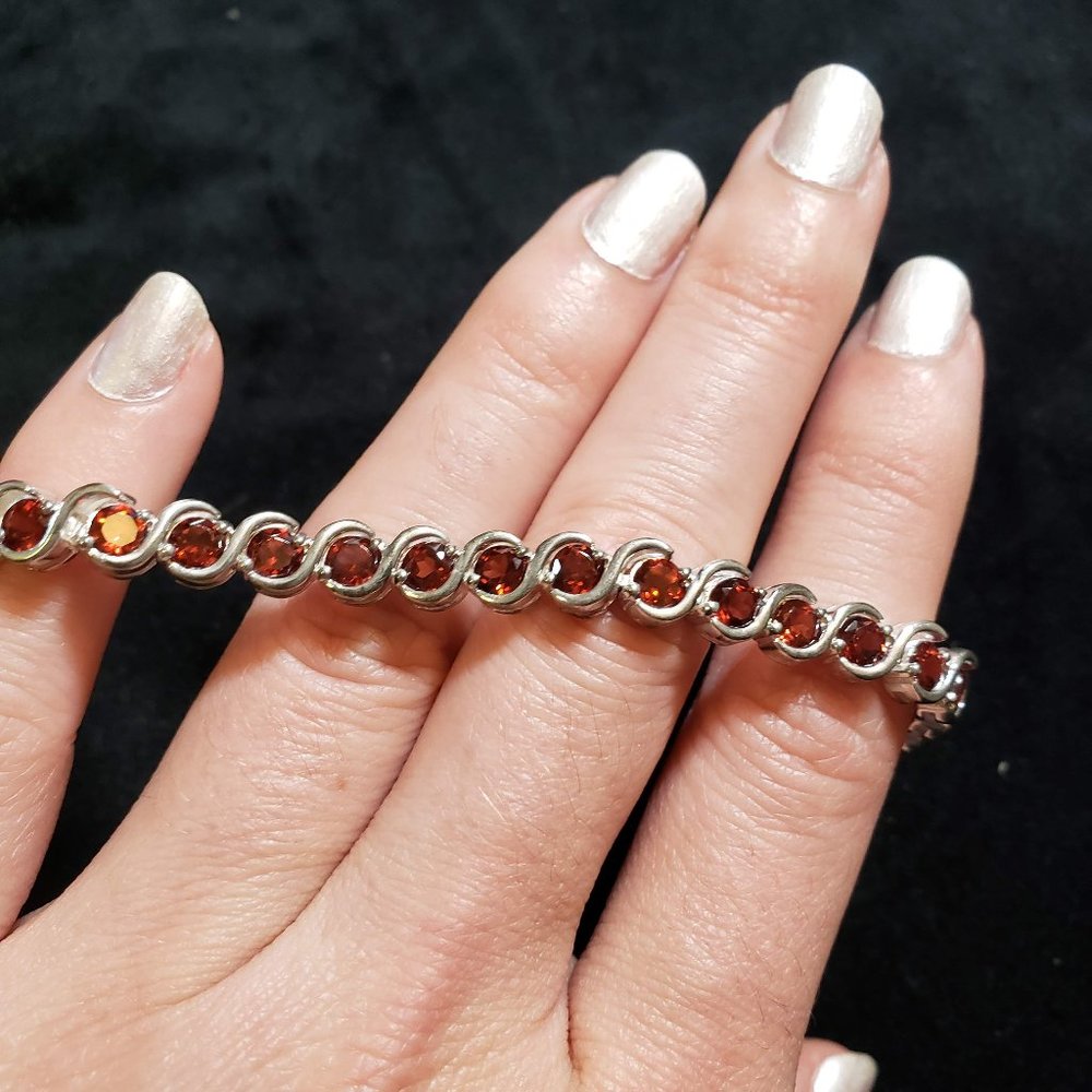 .925 Sterling Diamonique Ruby Tennis Bracelet 7.5